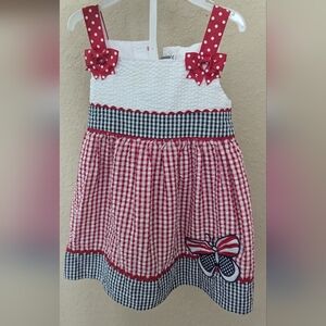 Emily Rose toddler girl butterfly red white and blue dress, 2t